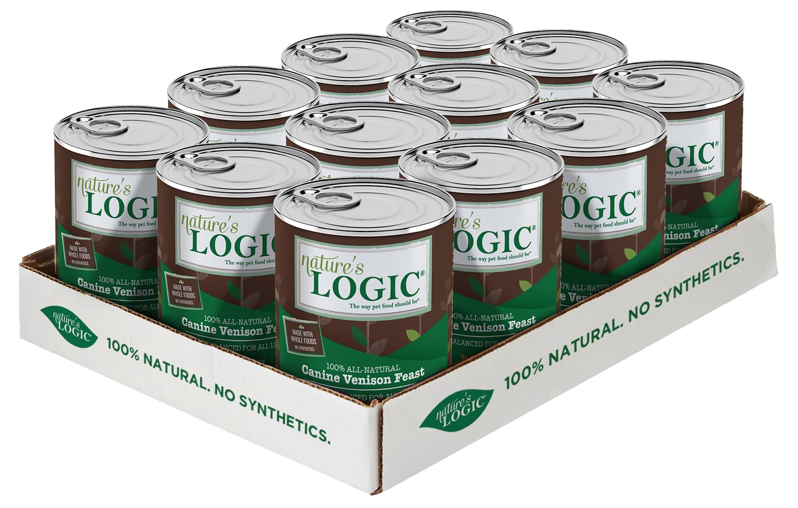 NATURE'S LOGIC Grain-Free Canned Dog Food - 95% Animal Proteins - 100% Natural Wet Dog Food Cans - No Common Allergens - All Life Stages - Ideal for Sensitive Dogs - Venison (13.2 oz, 12 pack)