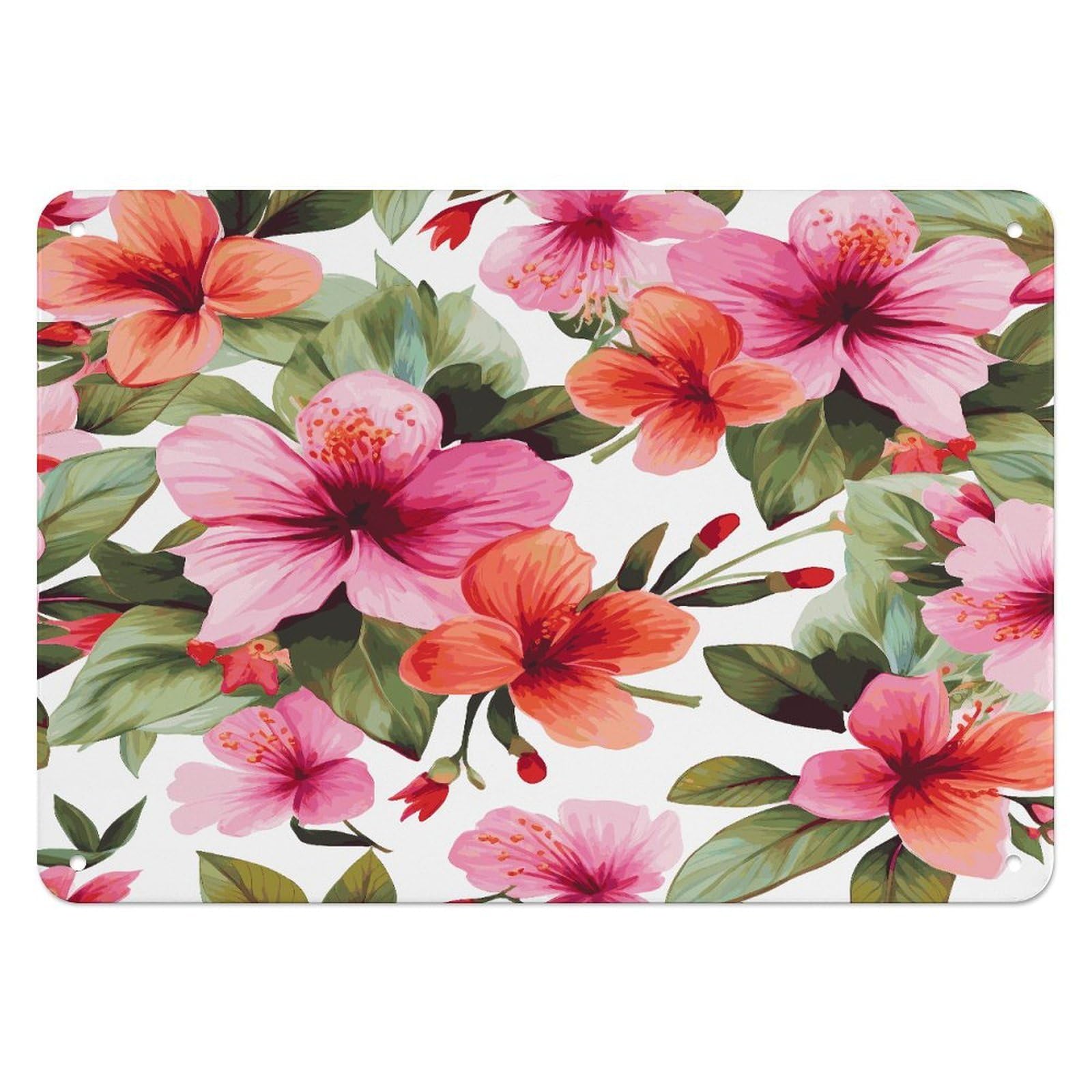 Btcowzrv Style Hawaiian Flower Print1 Metal Sign, 5.5" X 7.9" Tin Wall Decor, Wall Art Plaques For Home Wedding Decor Room Living Room Decoration
