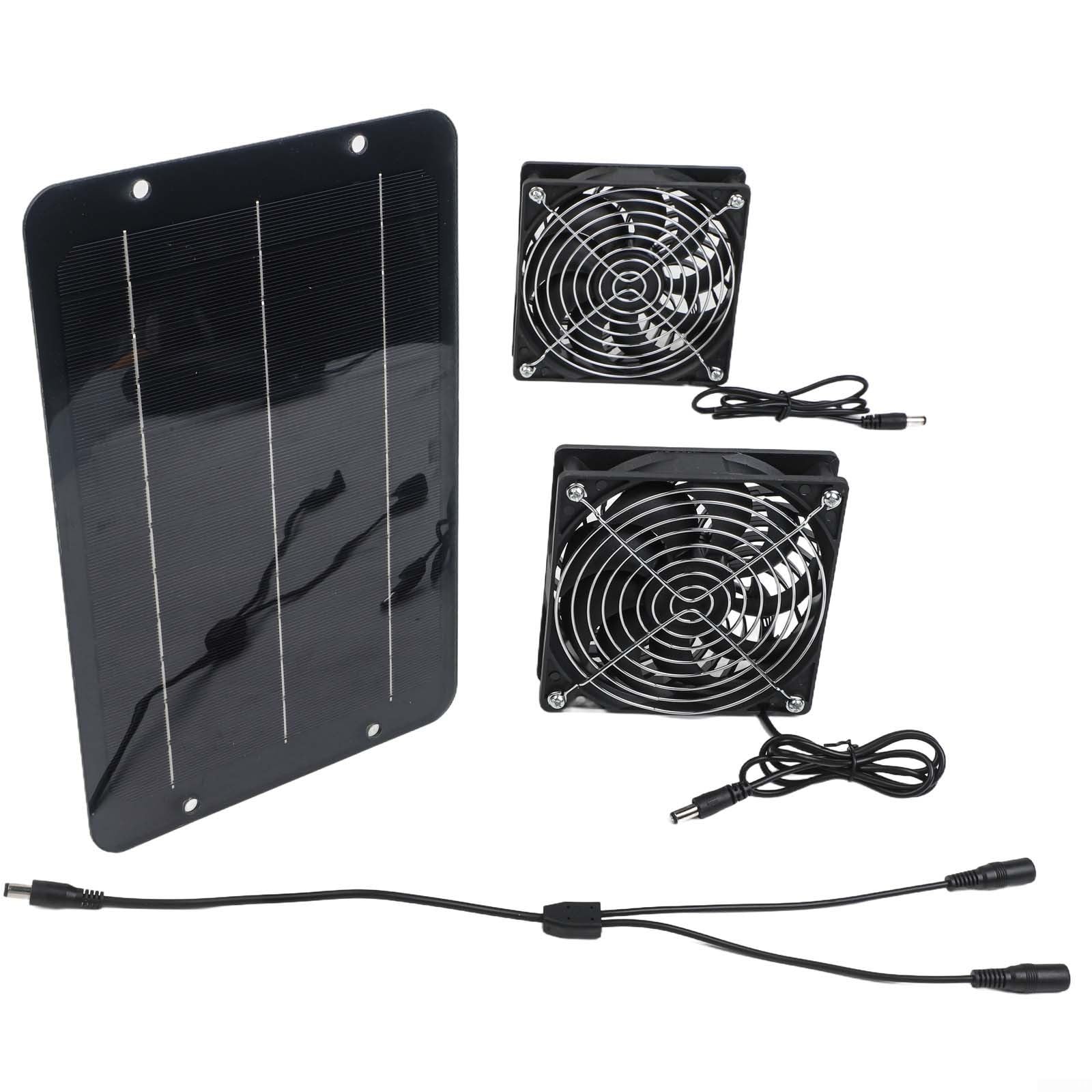 Linnkyfloa Solar Dual Fan Electric Ventilator 10W 12V Pet House Exhaust Cooler for Poultry Sheds Aviaries RVs Garden Sheds Portable 275x175mm(Dual fans)