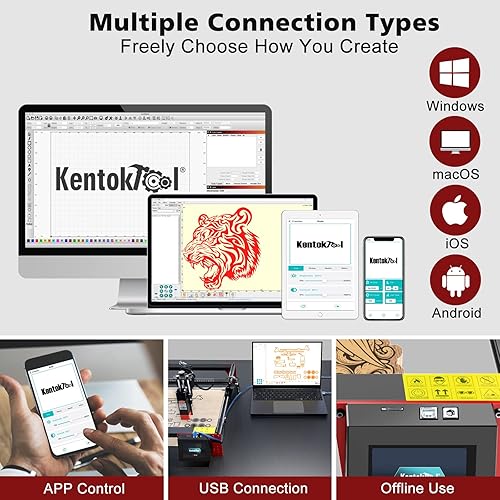 Miniatura 3 de KENTOKTOOL Máquina de grabado láser de 10 W de potencia láser grabador láser y cortador láser, herramienta de corte láser ultrafina comprimida con