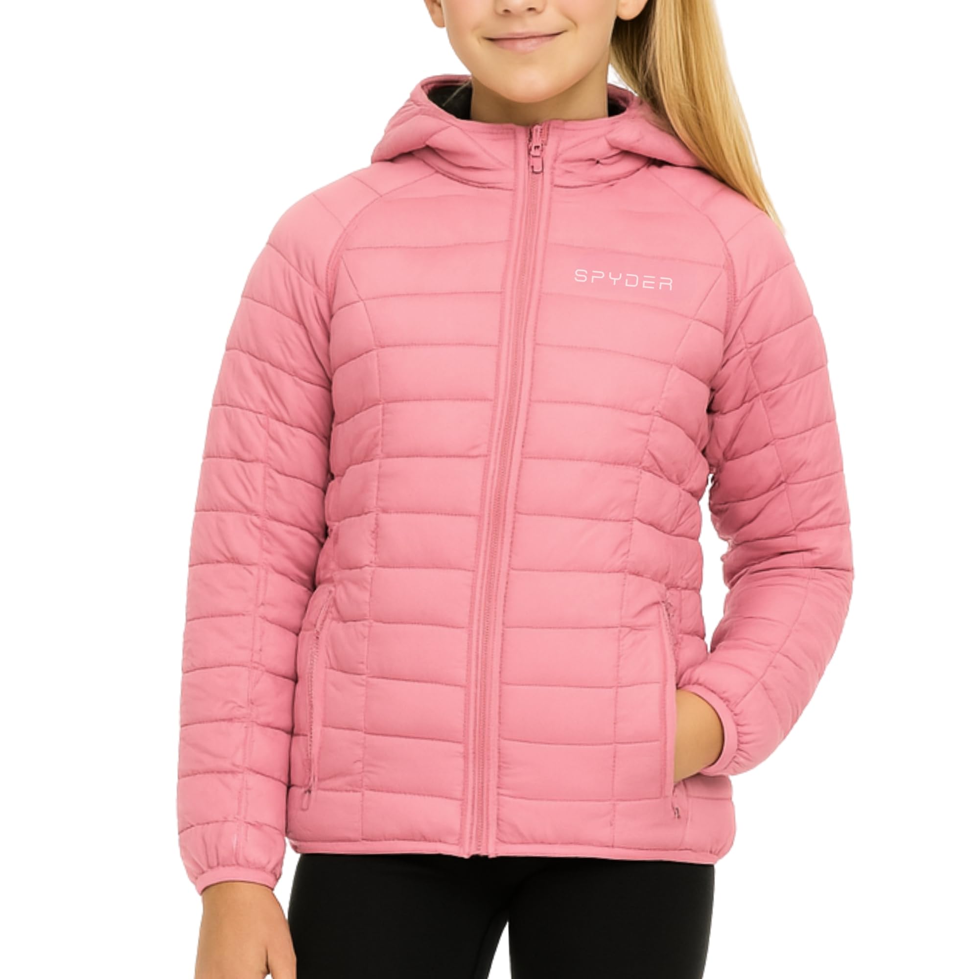 Spyder Girls Puffer Jacket with Hood Packable, Girls Winter Coats, Lightweight Ski Snow Outerwear