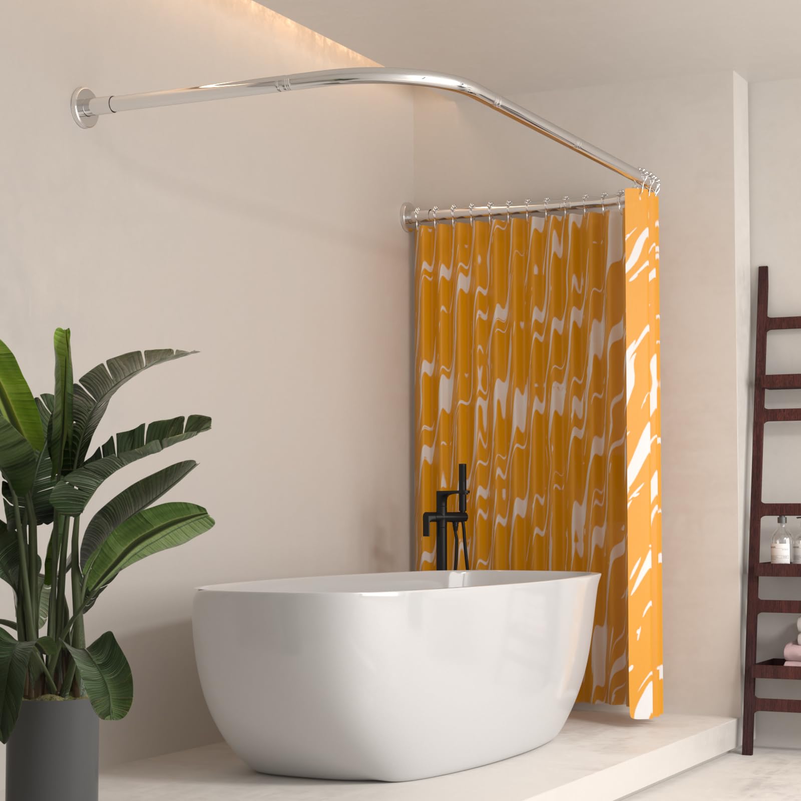 YOFOQ Shower Curtain Rail, U-Shaped, Adjustable Shower Curtain Rod 75x190x75 cm