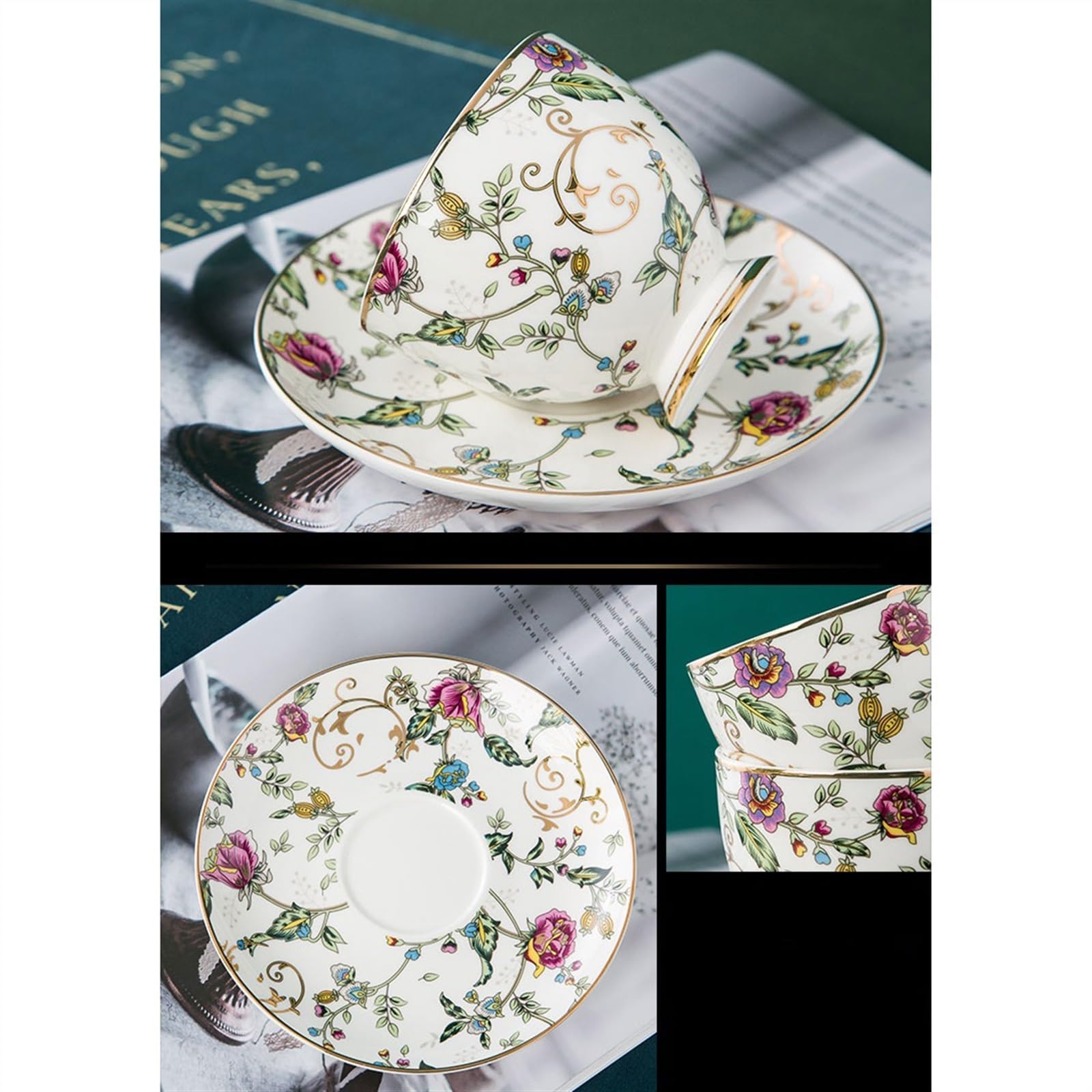 kubek do kawy kubki porcelana kostna zestaw filiżanek do kawy popołudniowa herbata chiński prosty złoty brzeg zestaw do herbaty ceramiczne angielskie czarne filiżanki do herbaty i spodki świąteczne