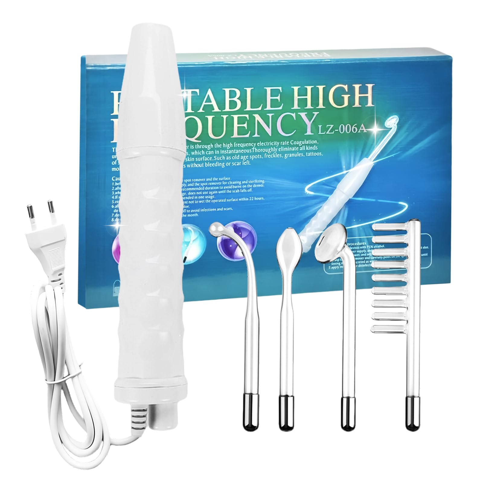 Varilla de alta frecuencia con 4 sondas, máquina facial de belleza, pared de alta frecuencia, dispositivo de radiofrecuencia facial, máquina facial de belleza, dispositivo de tratamiento del acné