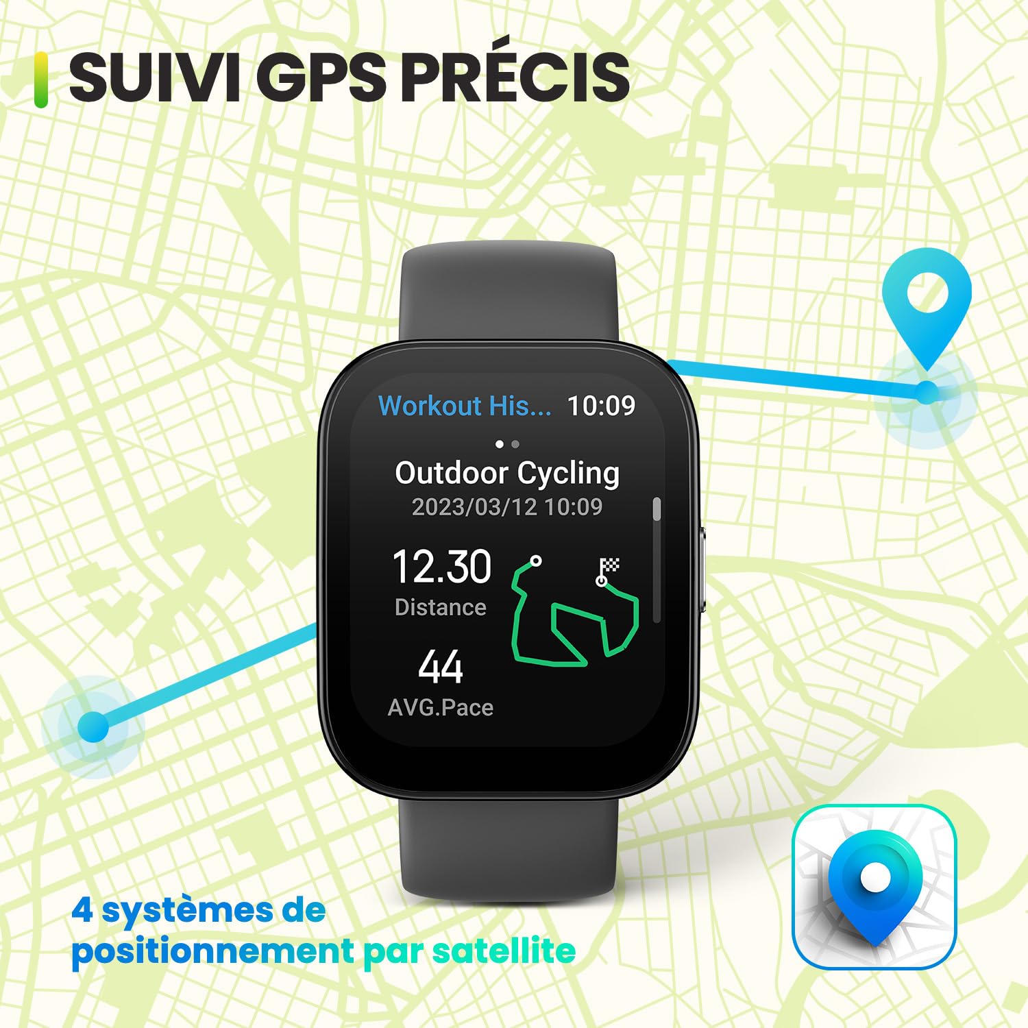 Amazfit Bip 5 Montre Connectée pour Hommes Femmes, 46 mm Grand écran, appels Bluetooth, Alexa, GPS, Batterie 10 Jours, Smartwatch pour Android et iPhone