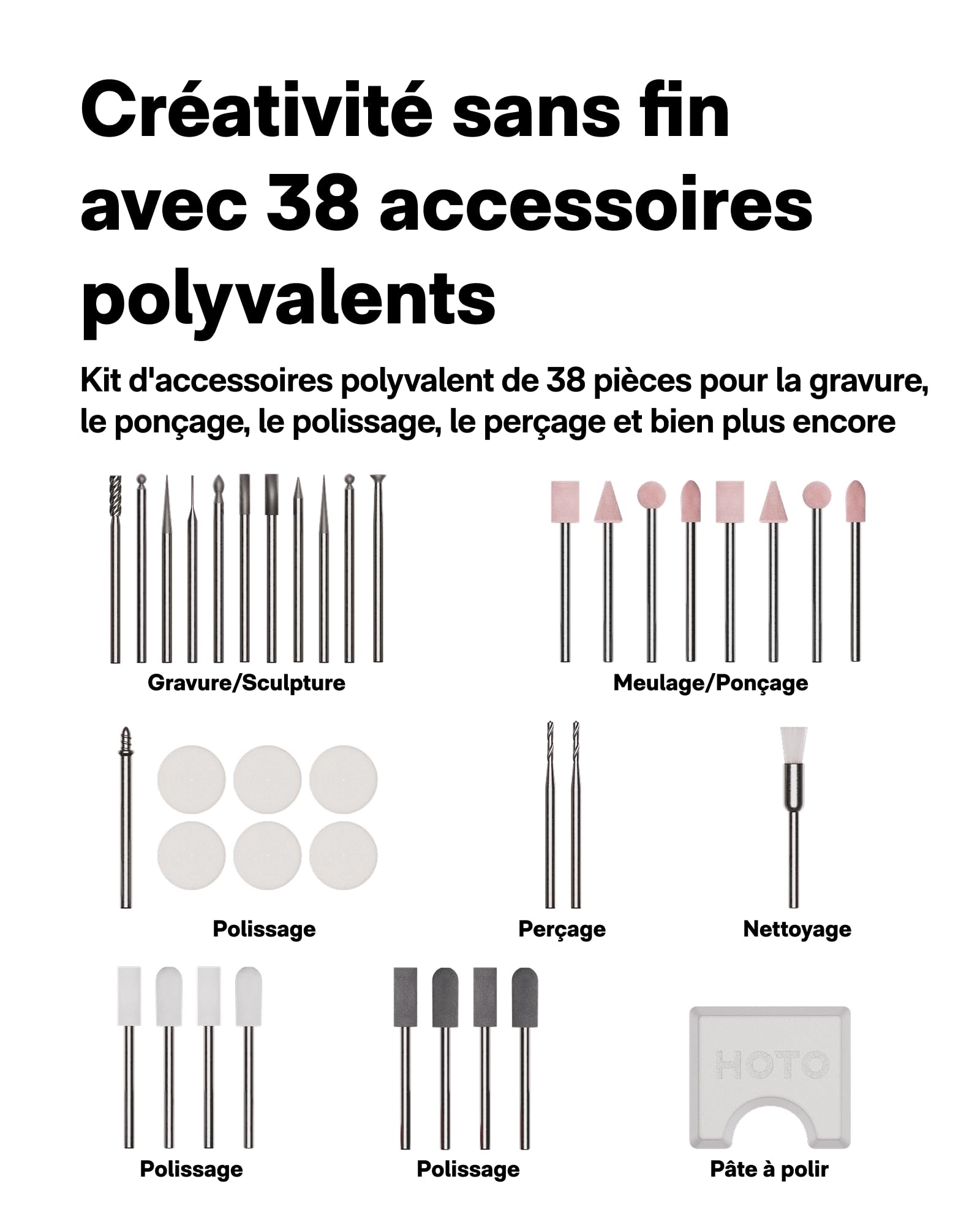 HOTO SNAPBLOQ R-A04 Kit d'Outils Rotatifs Électriques Mini, 38 en 1 Stylo pour Gravure, Mini Outils de Gravure pour Levigage, Polissage, Perçage, Gravure, Artisanat Fait Maison