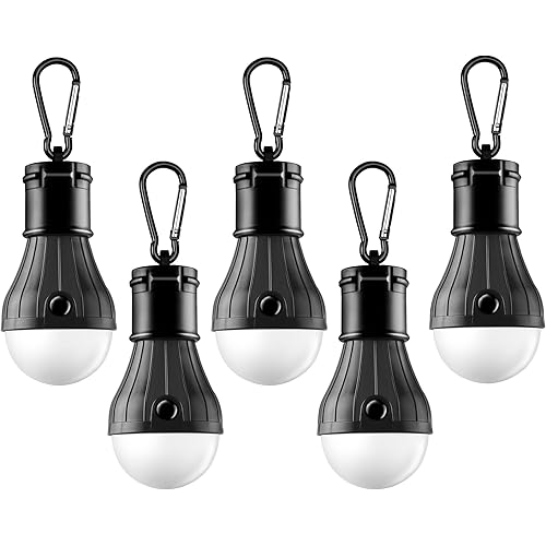 Tent Lamp Portable LED Tent Lights 5 Packs Hook Hurricane Emergency Lights LED Camping Light Bulb Camping Tent Lantern Bulb Camping Equipment for Camping Hiking Backpacking Fishing Outage