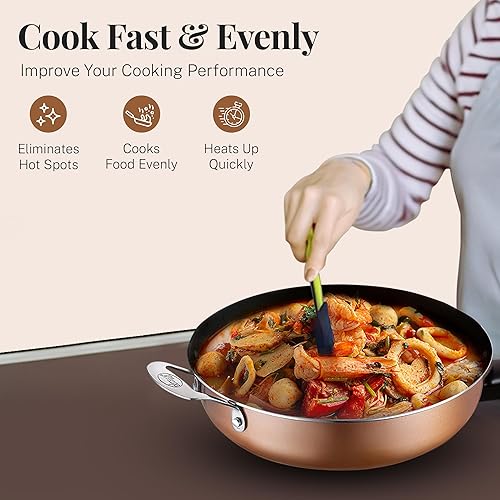 Miniatura 7 de GOTHAM STEEL Sartén de 5.5 cuartos de galón con tapa, sartenes antiadherentes, sartén antiadherente, sartén antiadherente, sartén antiadherente,