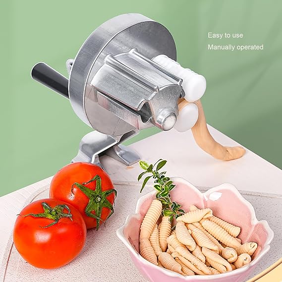 Cavatelli Maker Machine for Authentic Italian Pasta,Macaroni Maker,Aluminum Alloy Manual Hand Cranking Noodles Pressing Machine, Kitchen Restaurant Portable Extruder Pasta Maker