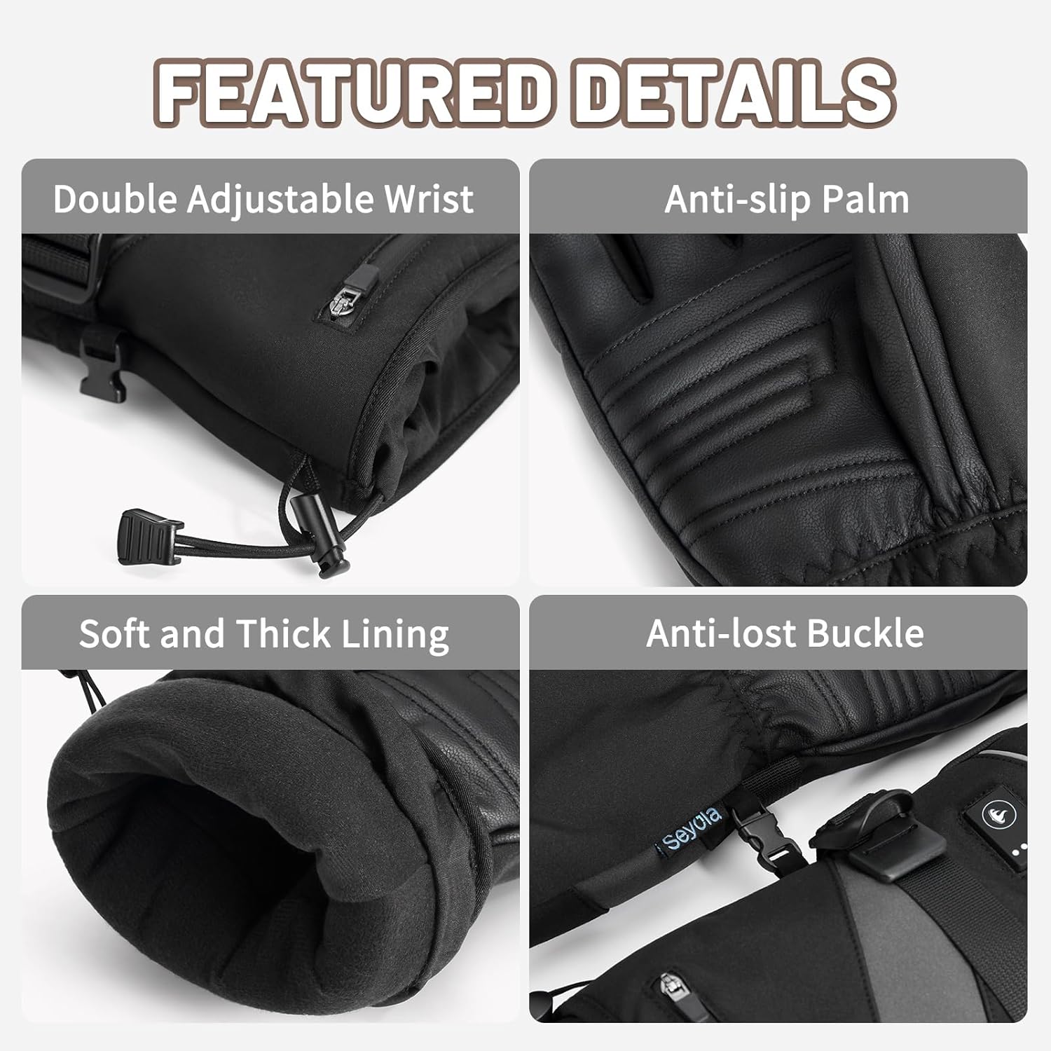 Heated Gloves for Men Women, Electric Waterproof & Windproof Rechargeable Battery Winter Motorcycle Warm Gloves with Touchscreen for Hunting Cycling Skiing Hiking Camping Working - Image 4