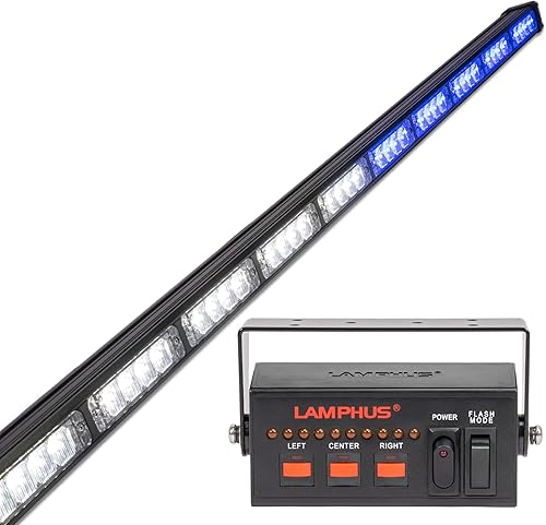 Miniatura 45 de LAMPHUS SolarBlast SBLS104 barra de luces LED de alerta de emergencia e indicación de tránsito, 47 pulgadas, 40 W - ÁMBAR AZUL, Rojo Rojo