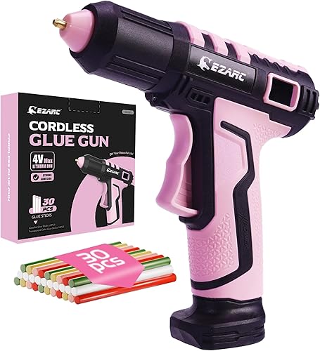 Miniatura 8 de EZARC Pistola de pegamento caliente inalámbrica con 30 mini barras de pegamento, kit de mini pistola de pegamento rápido de calentamiento en 15