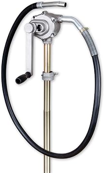 Groz RB-2 Rotary Booster Drum Pump, 31 Geared Hand Pump with Metal Spout, Transfers 55 Gal in 3 Min, 2" Die-Cast Bung, Fits 15-55 Gallon Drums, for Diesel Oil Kerosene 44198