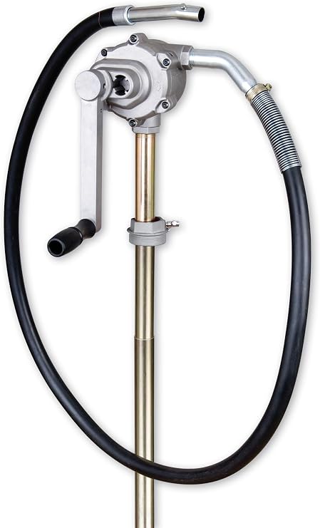 Groz RB-2 Rotary Booster Drum Pump, 3:1 Geared Hand Pump with Metal Spout, Transfers 55 Gal in 3 Min, 2 Die-Cast Bung, Fits 15-55 Gallon Drums, for Diesel Oil Kerosene (44198)