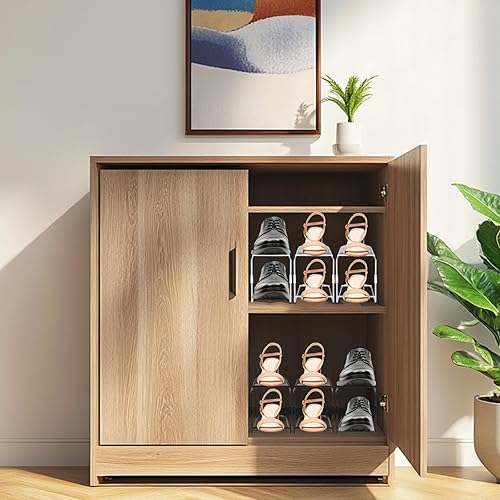 Miniatura 2 de Organizador de ranura para zapatos para armario, zapatero de metal, ahorrador de espacio, apilador de zapatos para estante (metal, paquete de 12)