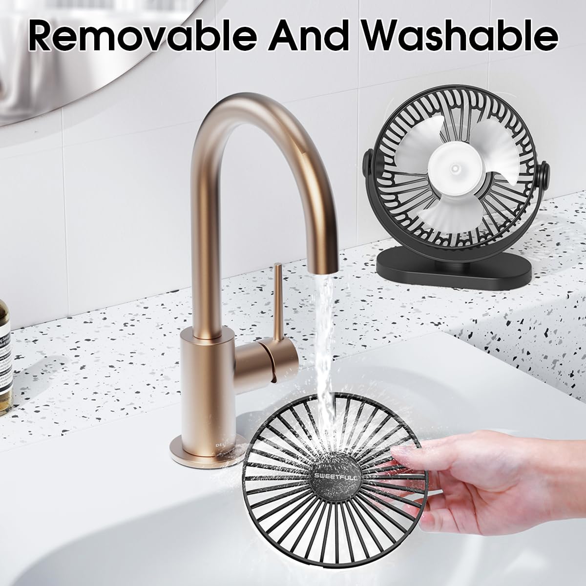 Mini Ventilatore da Scrivania USB, Piccolo Silenzioso 3 Velocità Rotazione a 360° Regolabile 12.7 cm Gadget di Raffreddamento da Tavolo per Ufficio su Scrivania (Nero)