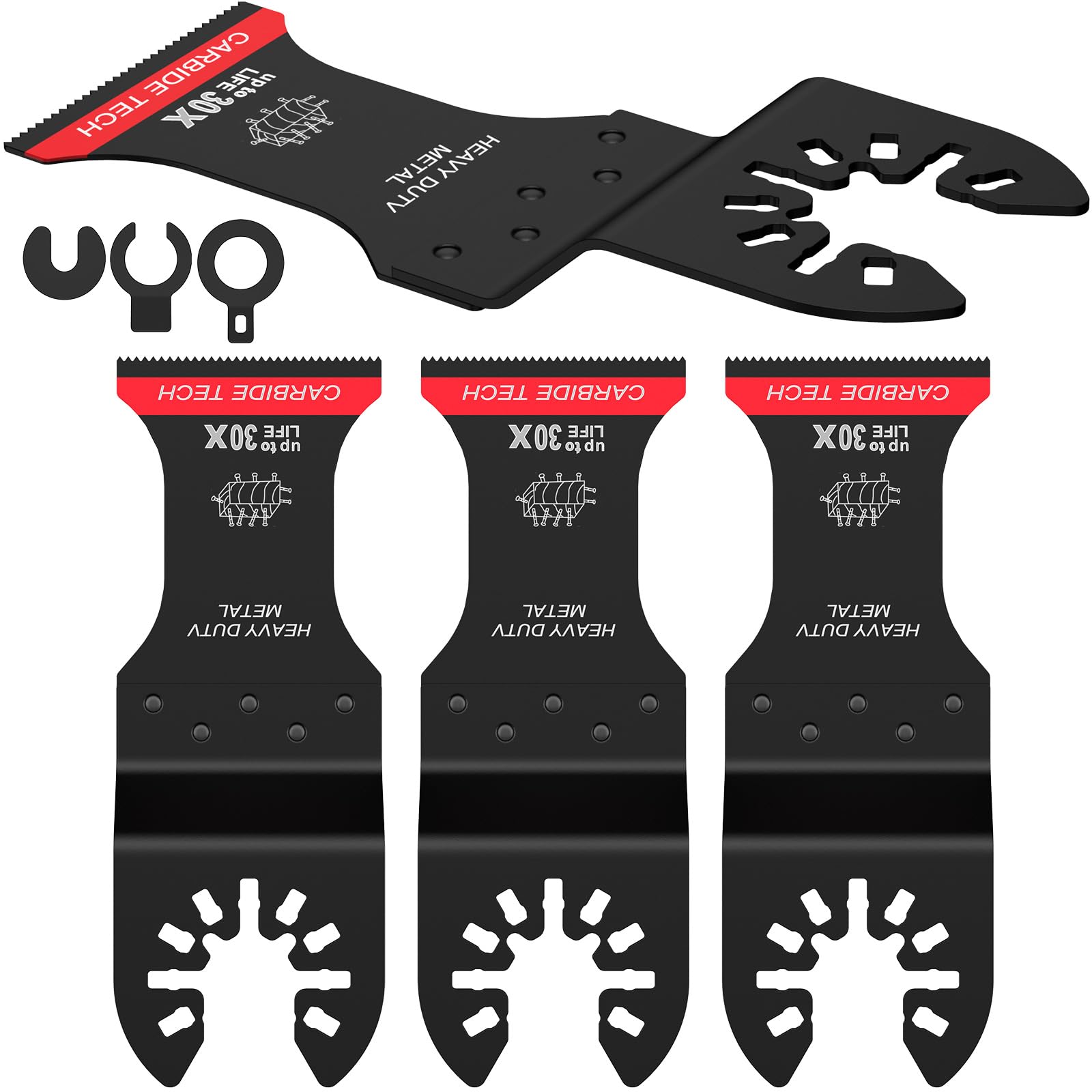 4Pcs Carbide Oscillating Saw Blades Set, 35mm Universal Quick Release Multitool Blades Multipurpose Cutting Oscillating Tool Blades for Metal, Nails, Wood, Plaster, Drywall and PVC(Set 1)