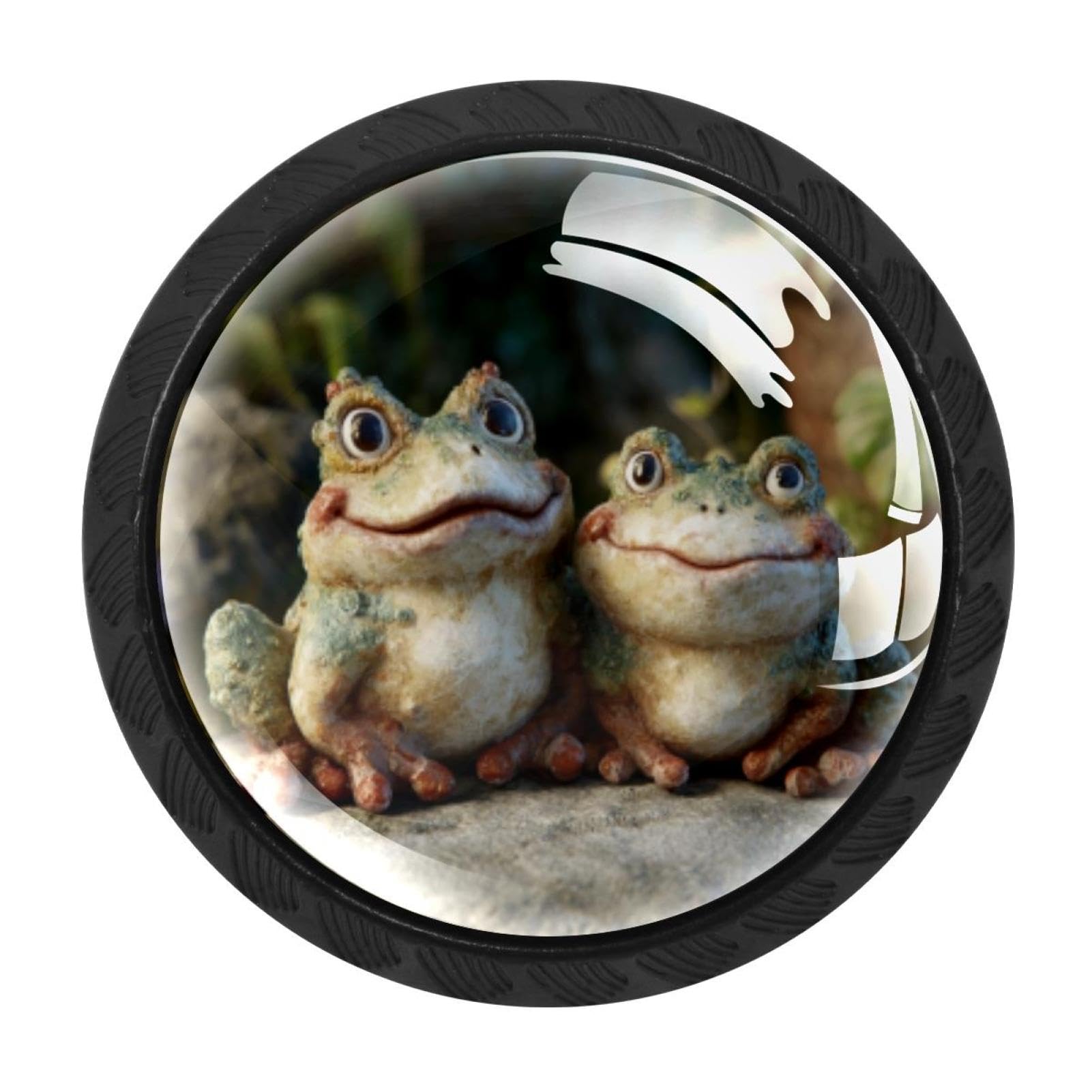 CHENZZZZ Happy Frogs (7) Colorful Drawer Pulls 4 Pcs Handle Glass Door Cabinet Knobs Home Office Kitchen Wardrobe Cupboard Hardware for Dresser Drawers