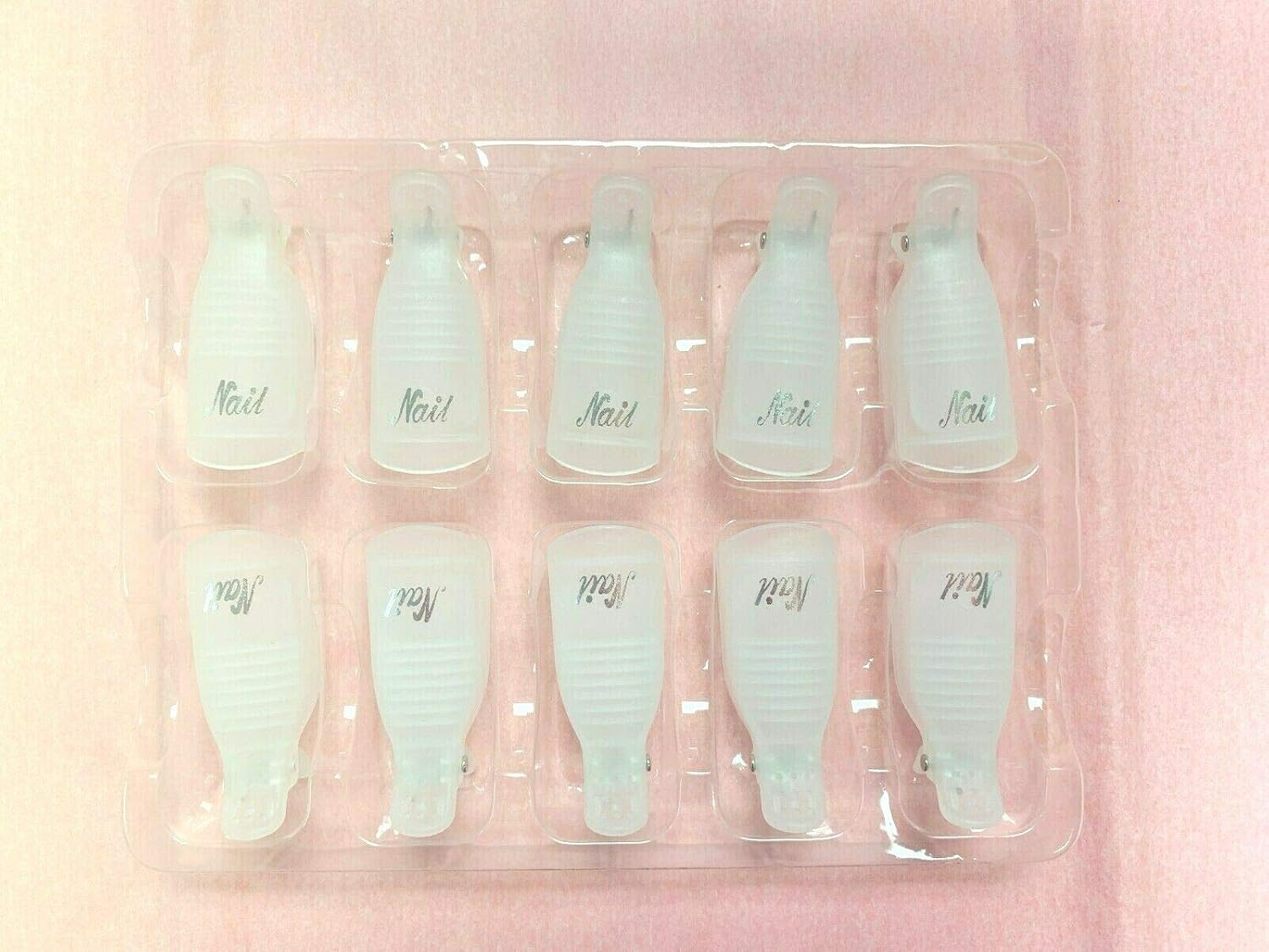 Nail Cap Clips UV Gel Polish Remover Wrap 10 Pack (White Translucent Clear)