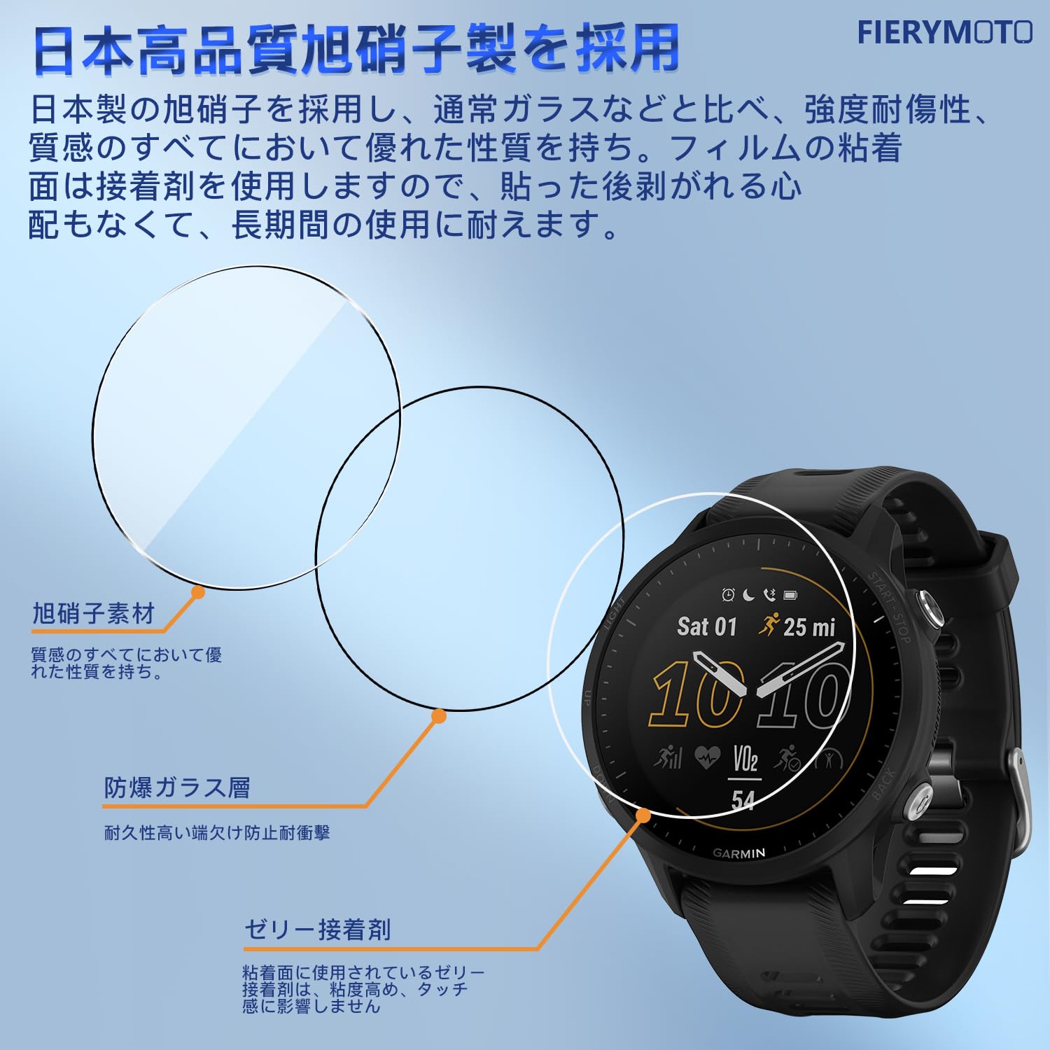 GARMIN Forerunner 955【9Hガラスフィルム】あひ Amazon.co.jp: 【3枚セット 日本旭硝子製】 用 Garmin Forerunner 955