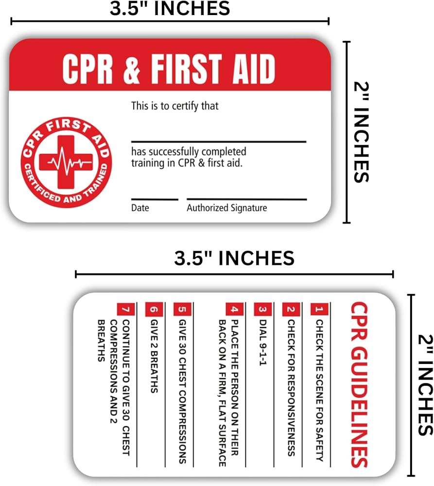 Amazon.com: CPR First Aid Certified Trained Card | 5 pk 2x3.5” Laminated Wallet Sized CPR Guidelines Cheat Sheet Guide on Back : Tools & Home Improvement online-cpr-renewal-recertification-for-bls-cpr-aed-cpr
