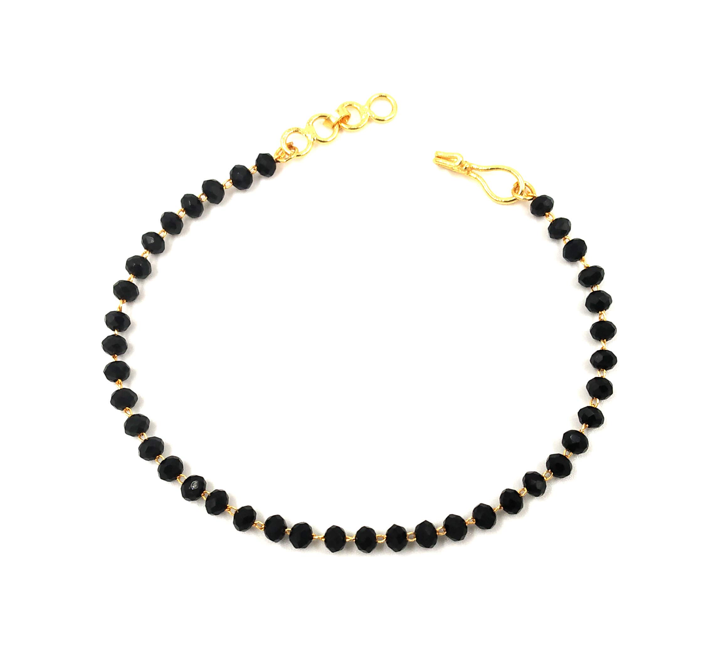 Black Crystal Beads Simple Bracelet For Women's And Girls