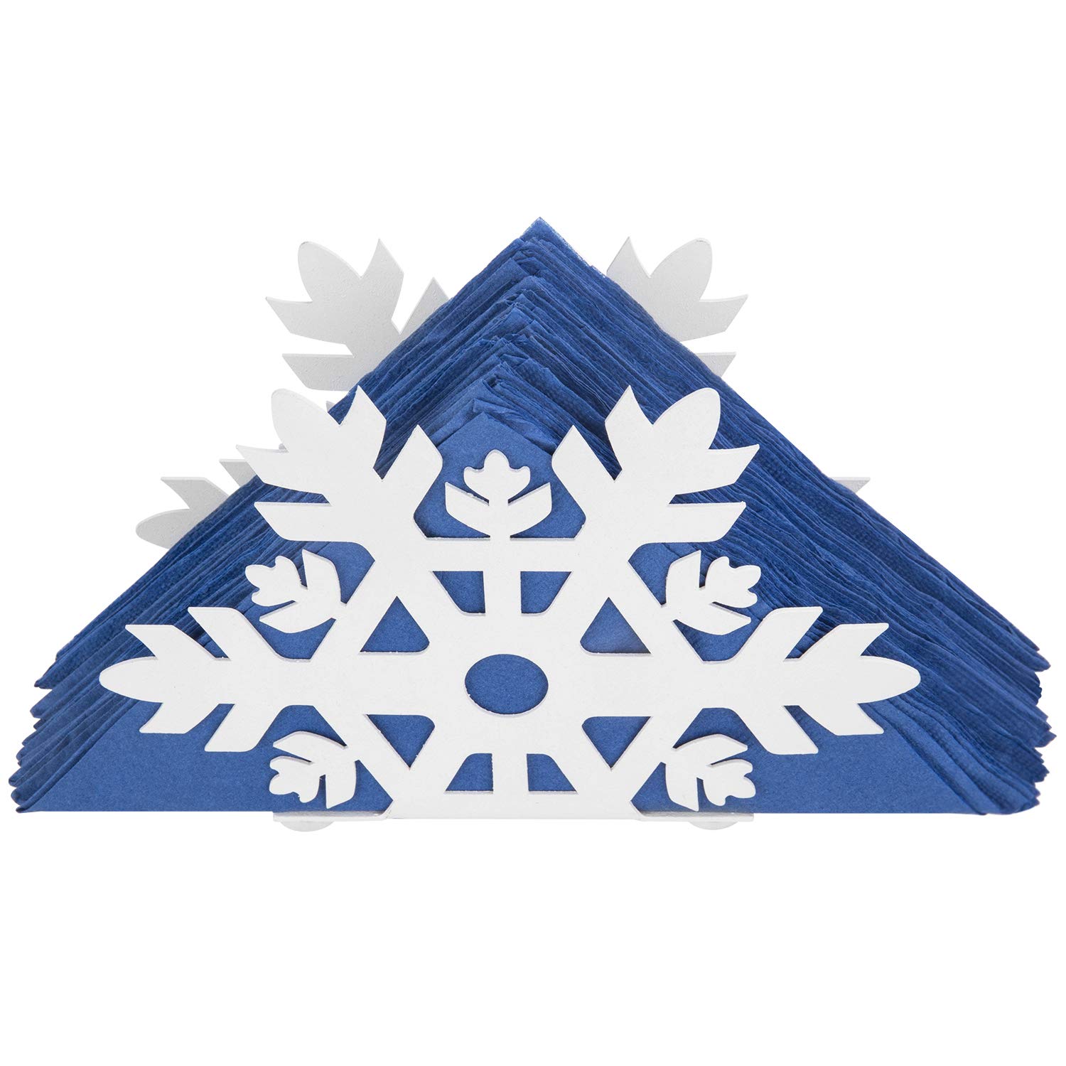 MyGift White Metal Snowflake Cutout Winter Design Tabletop Napkin Holder, Christmas Holiday Dining Kitchen Countertop Tissue Dispenser