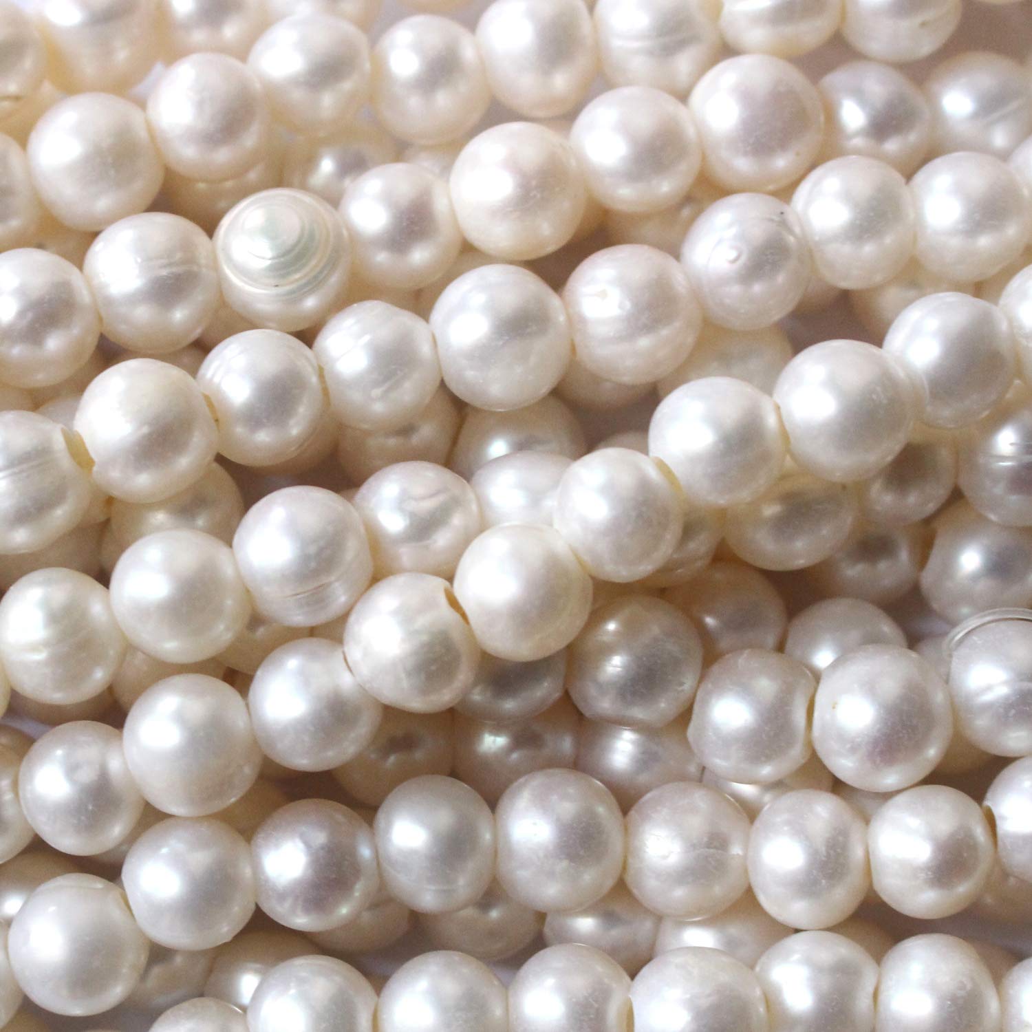 Tacool(TM) Natural Freshwater 3mm Large Hole White Pearl Fit Leather Cords for DIY Gemstone Beads Bracelet Jewlry Making 8 Inches (White, 10-11mm 3mm Hole)