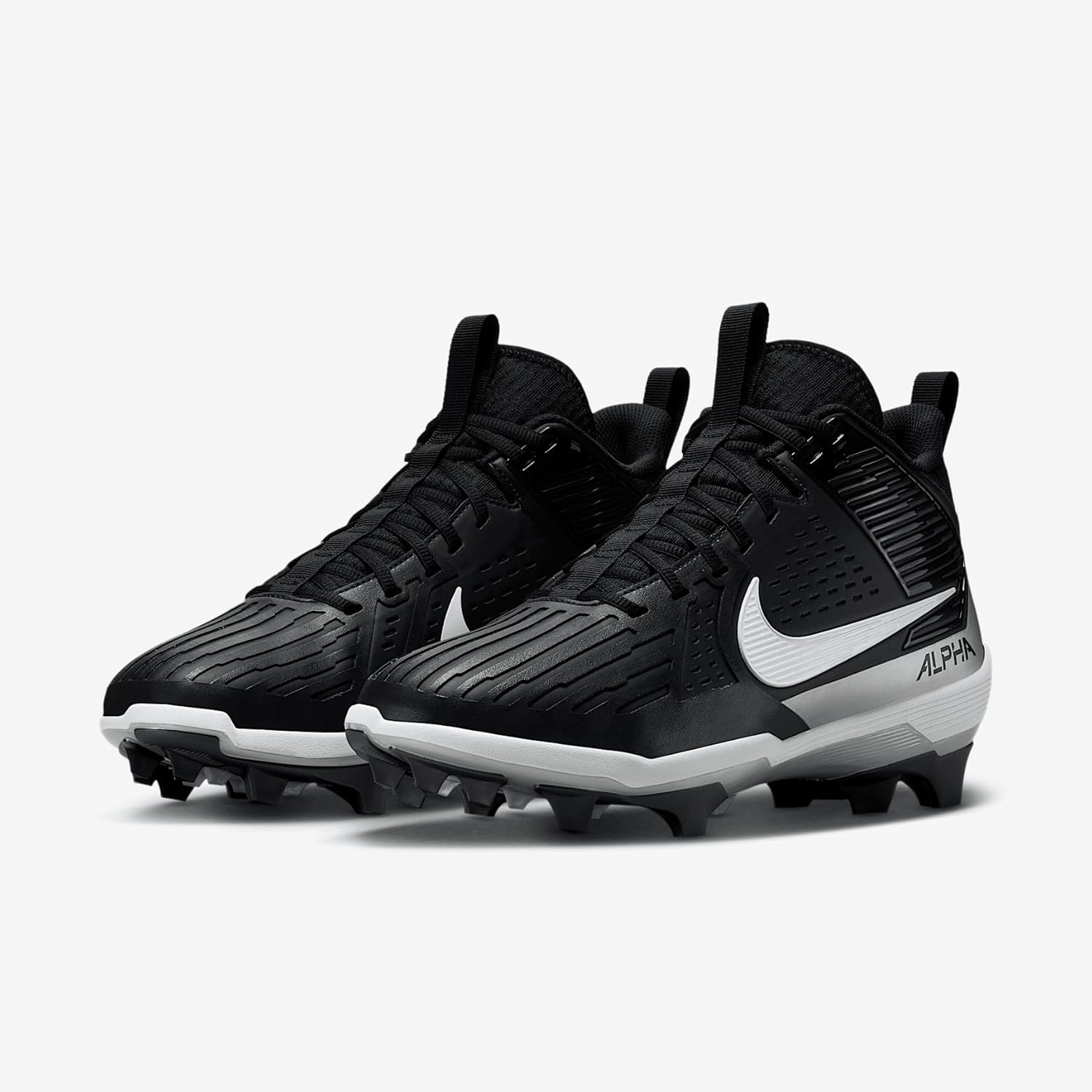 Nike Alpha Menace Strong Men's Football Cleats (II5139-010, Black/Metallic Silver/White) - Image 5