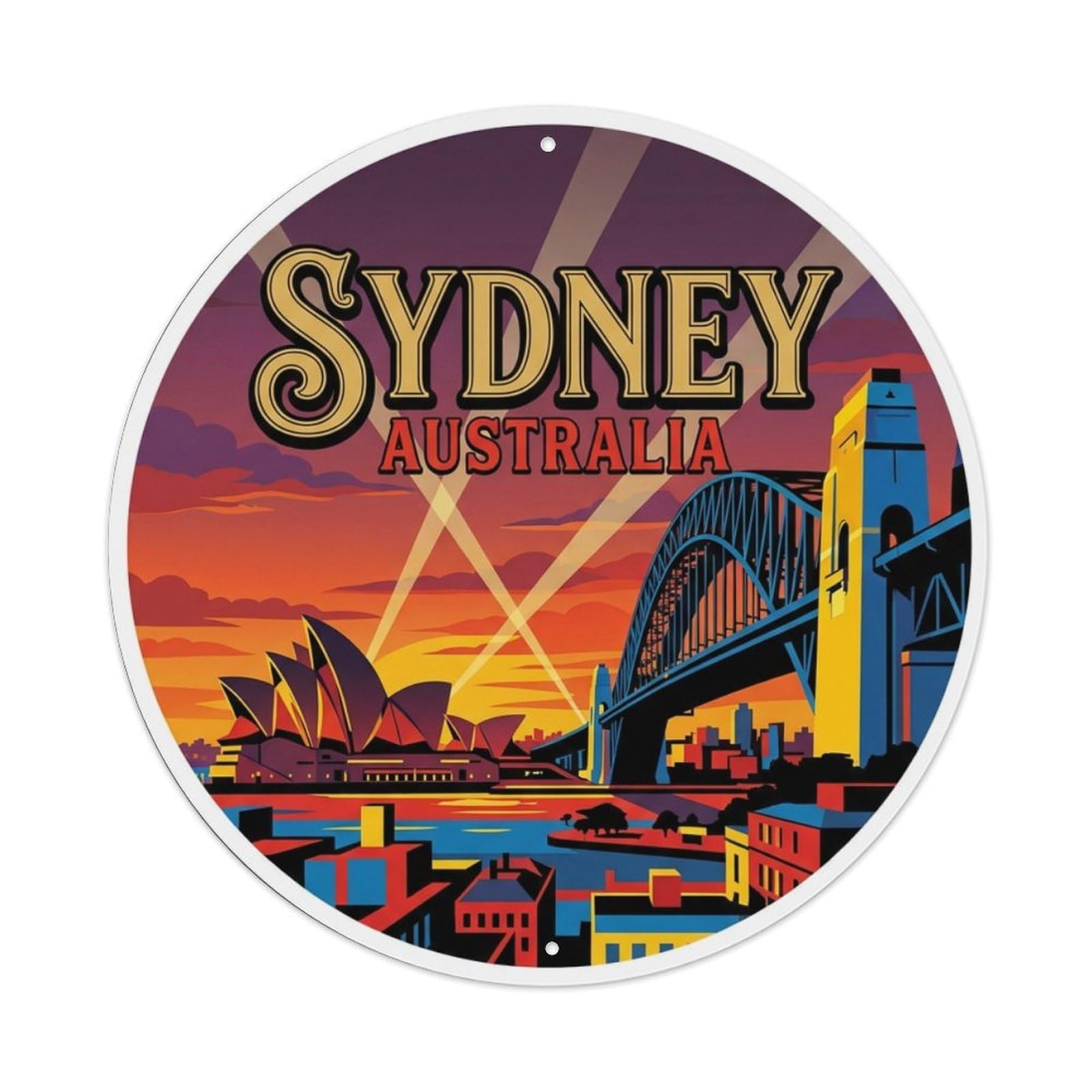 Vintage Travel Sydney Australia Scene Metal Tin Sign