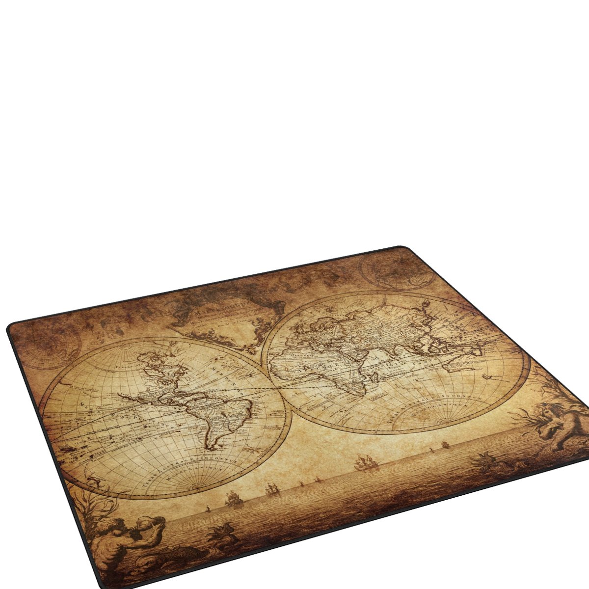 Tapis Vintage Motif Carte Du Monde - 160x230 Cm - Lavable En Machine, Dessous Antidérapant - 5