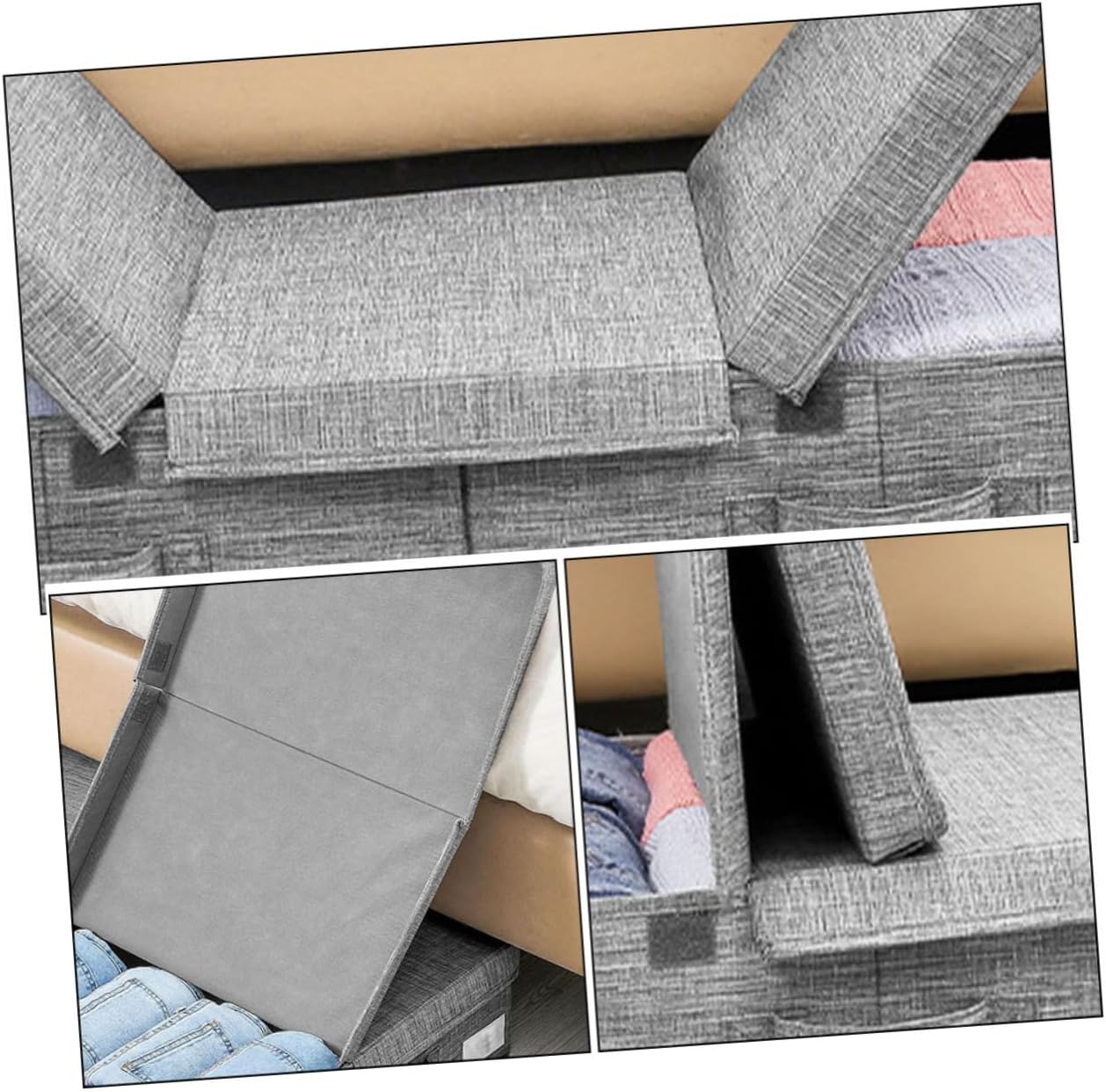 Versatile Underbed Storage Case Organizing Bins Lids Clothing Storage Containers Bag for Blanket and Shoes