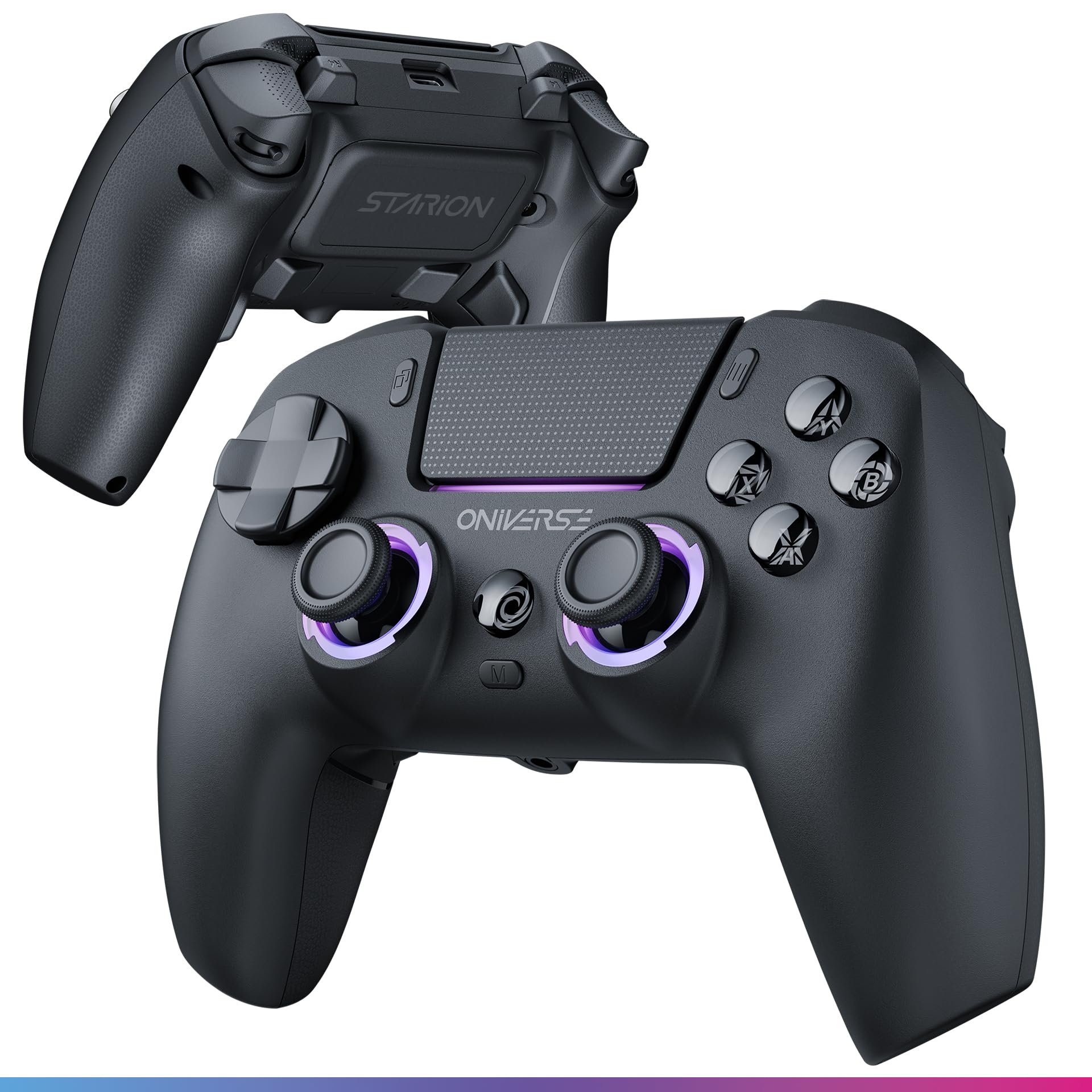 Oniverse Mando inalámbrico para PS5/PC/Steam Deck - Starion - Joysticks y gatillos con tecnología Hall Effect, Paletas macro programables, Gatillos L4/R4, Panel táctil, Bluetooth/USB-C - Black