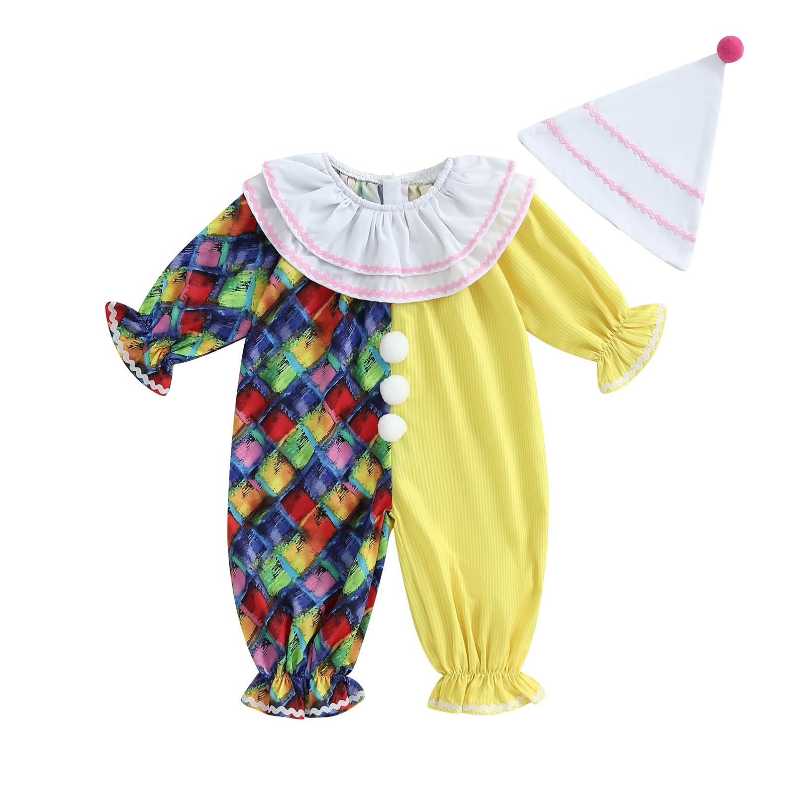 Nsywmzy Baby Girls Clown Outfit Halloween Long Sleeve Romper Dress