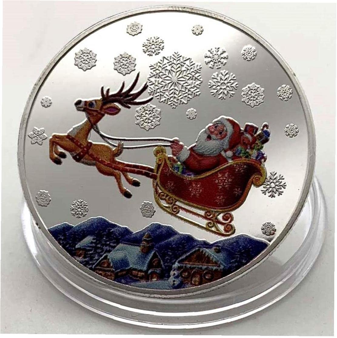 Weihnachtsmann Gedenkmünze - Versilberte Glücksmünze Sammlermünze Geschenk