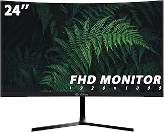 CRUA 24 Inch Curved Gaming Monitor, FHD(1920×1080p) 2800R 75Hz, 95% sRGB Color Gamut Ultrawide Computer Monitors, 3-Sided Narrow Bezel and Filter Blue Light, Desktop PC Monitor(HDMI+VGA)