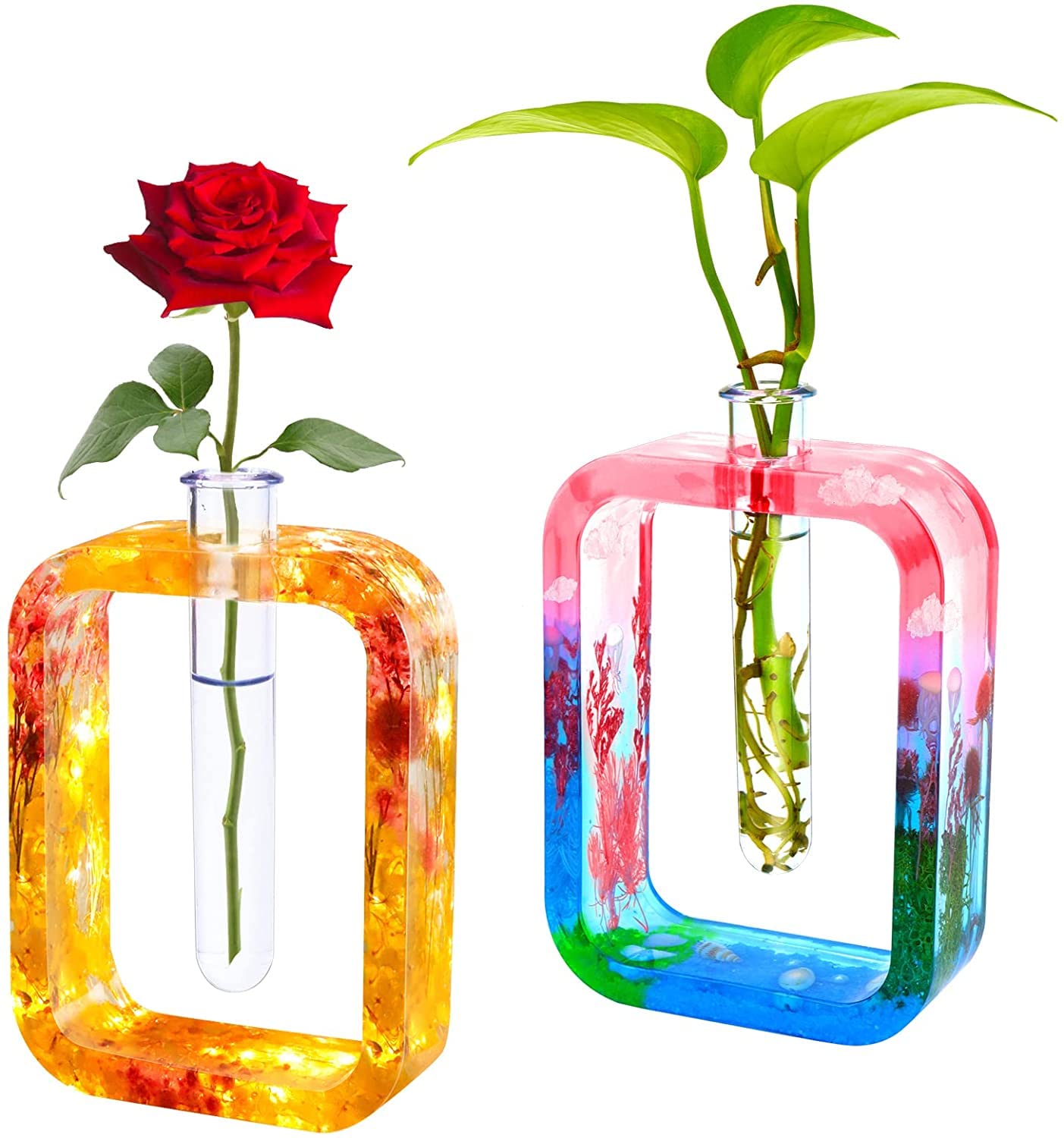 URBAN BOX Epoxy Resin Molds Silicone Mold Upgraded Flowers Vase Silicone Molds Plant Propagation Station Resin Casting Molds with 1 Test Tube for Office Home-image-39