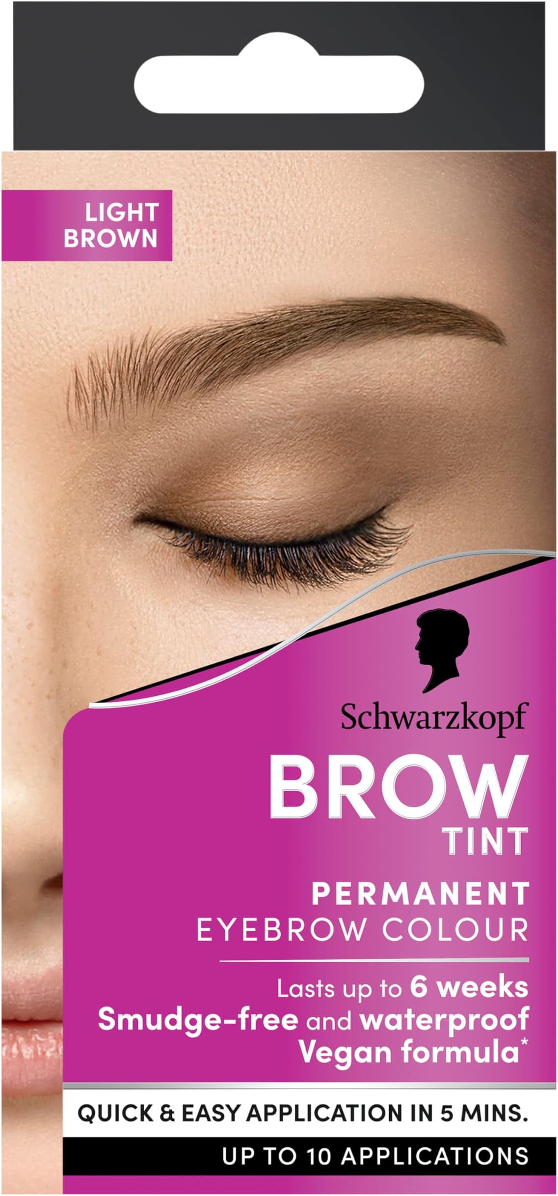 Brow Tint Light Brown, Permanent Eyebrow Colour for up to 10 Applications, Lasts up to 6 Weeks and Covers Grey Hairs, Waterproof & Smudge-proof, Vegan Formula, 10 ml