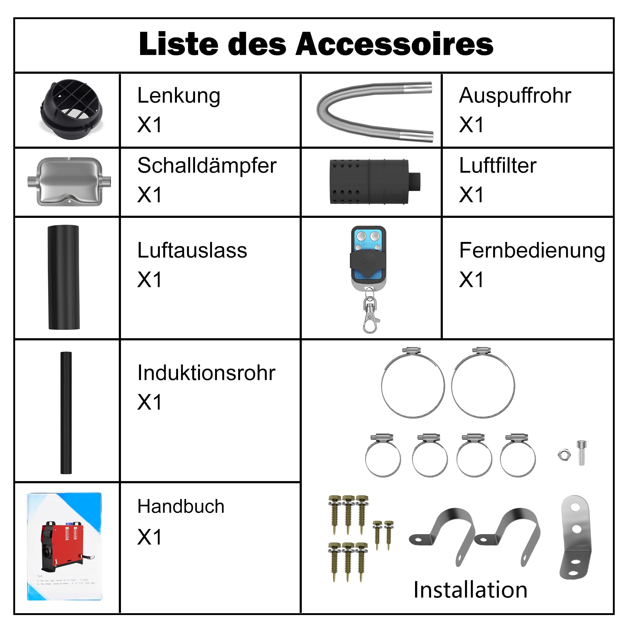 XMTECH 12V 8KW Diesel Standheizung, Luftheizung mit Fernbedienung, LCD-Display & Schalldämpfer, Horizontale Diesel-Luftheizung für Auto, Wohnmobil, LKW, Rot