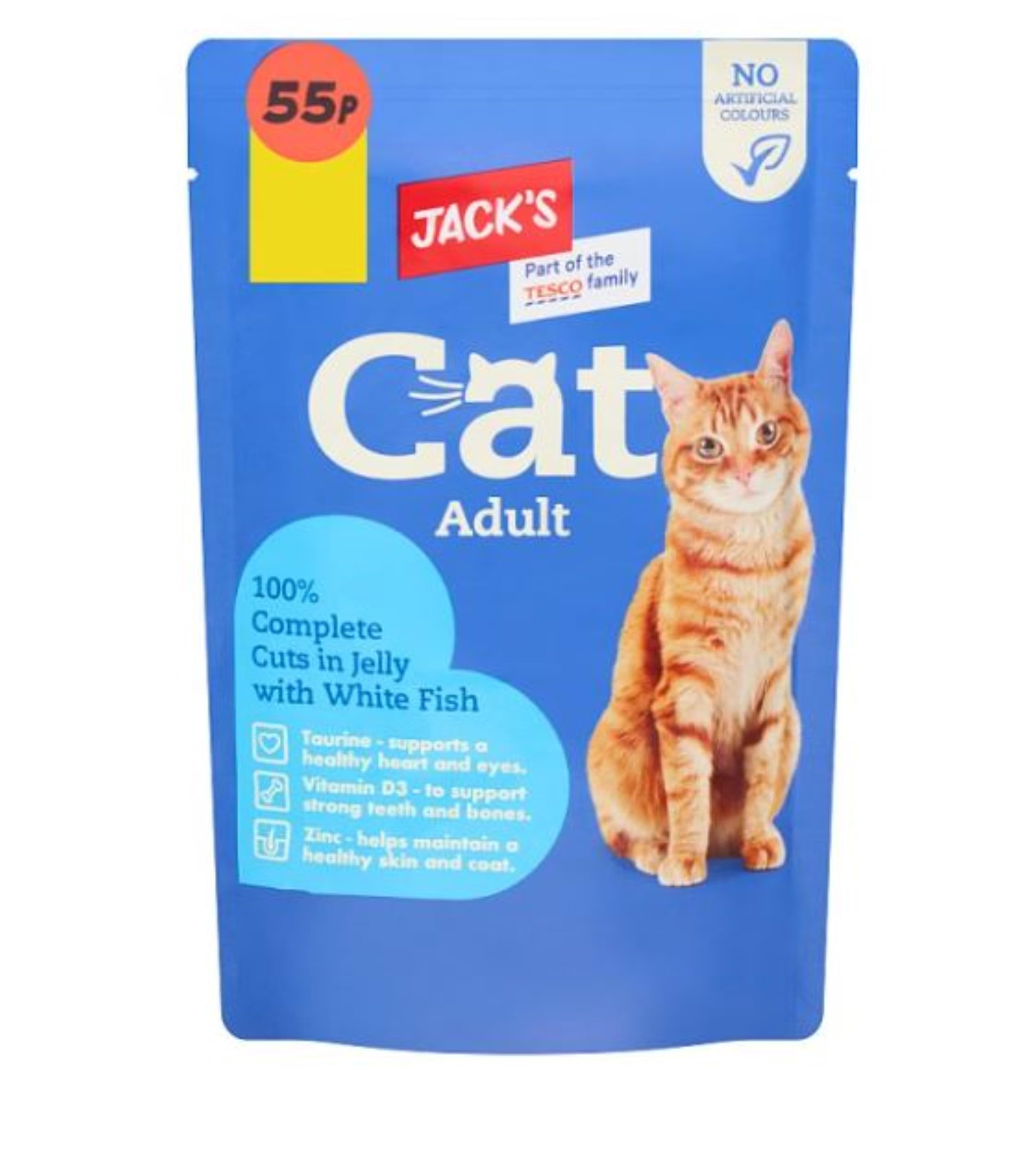 Jack’s Cat Adult Complete Cuts In Jelly With White Fish 100g - Premium Adult Cat Food Pouch for Daily Balanced Nutrition, Tender Meat Cuts - Delicious Taste Cats Love (24 Pack Fish)