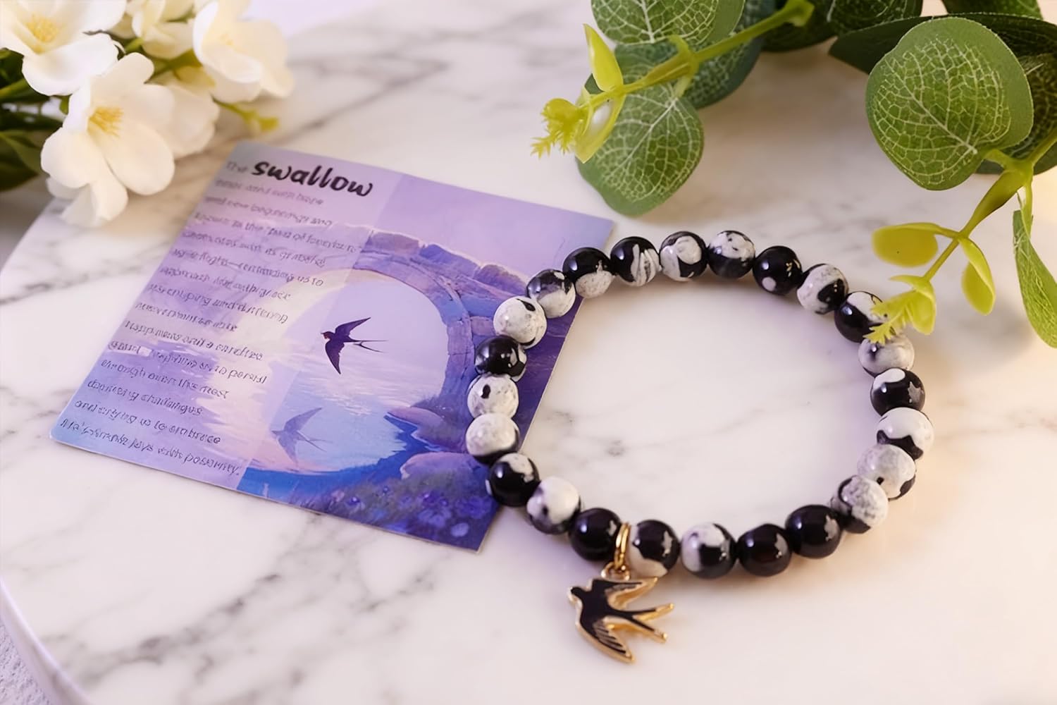Flying Swallow Bracelet Bird Jewelry Natural Stone Orca Beads Swallow Bird Freedom Symbolic Jewelry Spring Summer Gift - Image 4