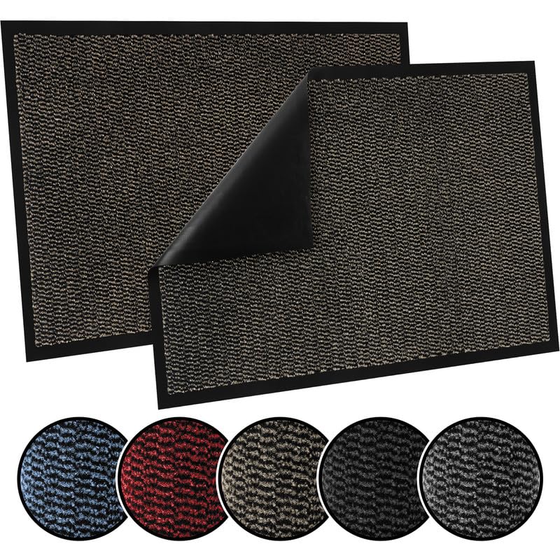 TrendMakers Door Mat Indoor & Outdoor Non-Slip Rubber Backed door mats indoor Super Absorbent Washable Dirt Trapper doormats - Durable & wrinkle-free Barrier Rug (Brown/Black - 40cm x 60cm) — image 1