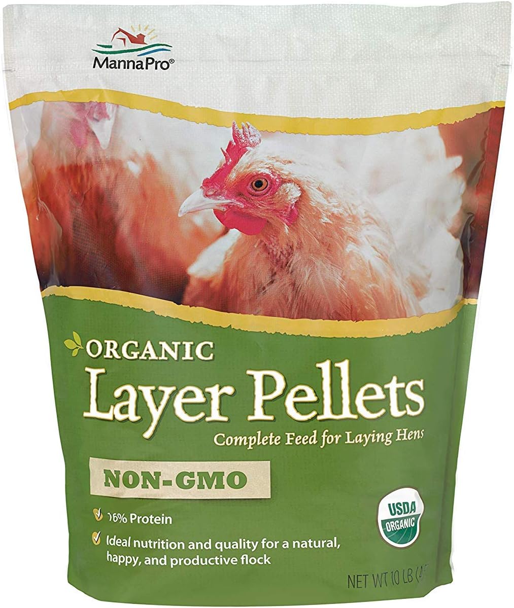 Manna Pro Layer Pellets for Chickens | Non-GMO & Organic High Protein Feed for Laying Hens | 10 Pounds