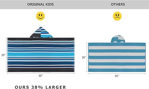 Miniatura 2 de ORIGINAL KIDS Toalla de baño con capucha, 100 % algodón de rizo grande con capucha para niños, toalla de playa para ducha de niños pequeños, toalla