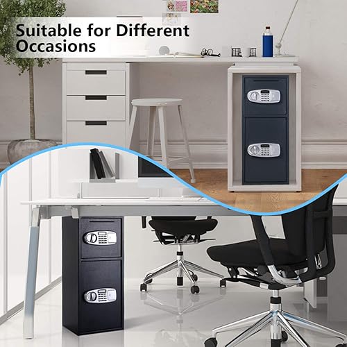 Miniatura 2 de Casart - Caja fuerte de doble puerta, caja fuerte digital con llaves para el hogar y la oficina, caja de seguridad para armas, dinero en efectivo y