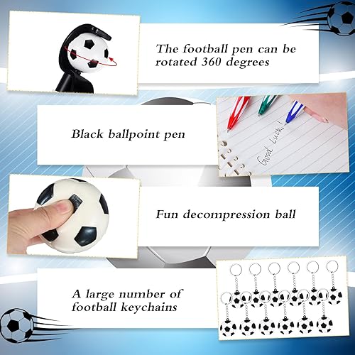 Miniatura 3 de 48 piezas de recuerdos de fiesta de fútbol incluyen bolígrafos con forma de fútbol, llavero de fútbol, silbato, pelota antiestrés, regalos de fútbol