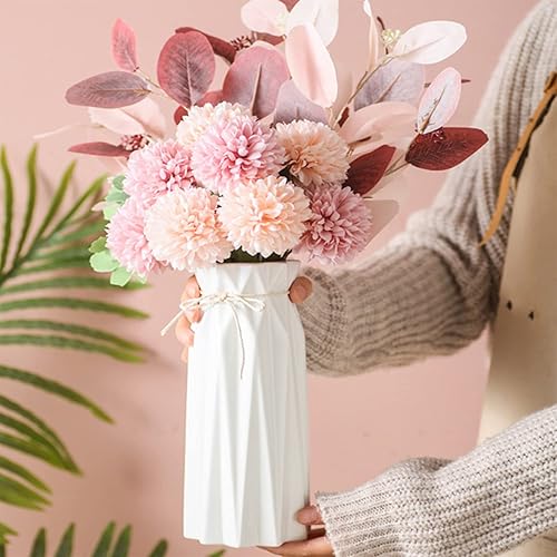 Arawat Ceramic White Vase Flower Vase for Home Decor Modern Style 9.5 inch Tall Vase for Table Shelf Home Decor Vase for Fireplace Bedroom Kitchen Living Room Wedding Office Desk Birthday Gifts