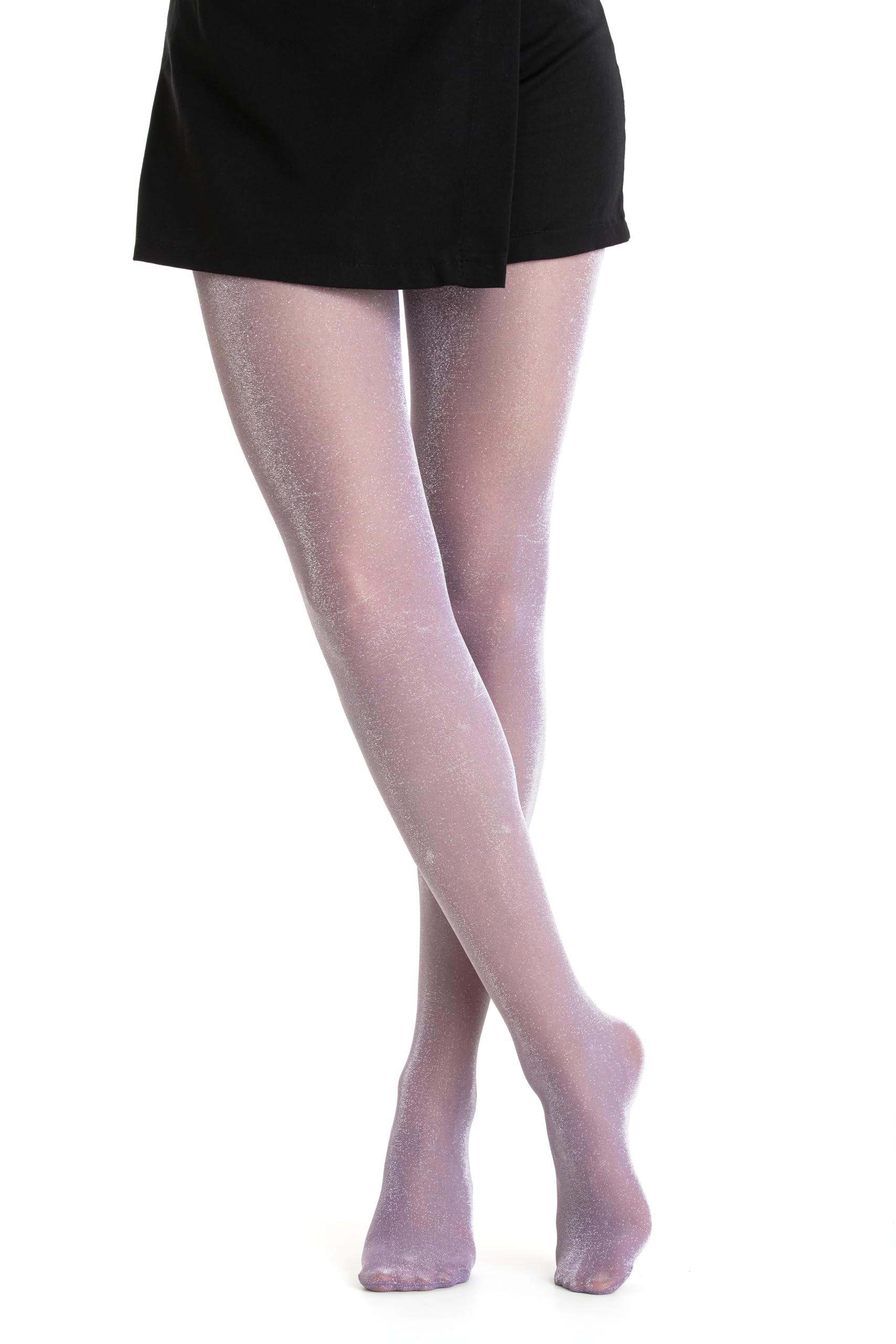 Gi&Gi Women's Glitter Sheer Tights, Sparkly Shimmer Hosiery, 40 Denier, Multiple Colours, for Parties and Occasions (UK, Alpha, L, XL, Regular, Regular, LILAC)