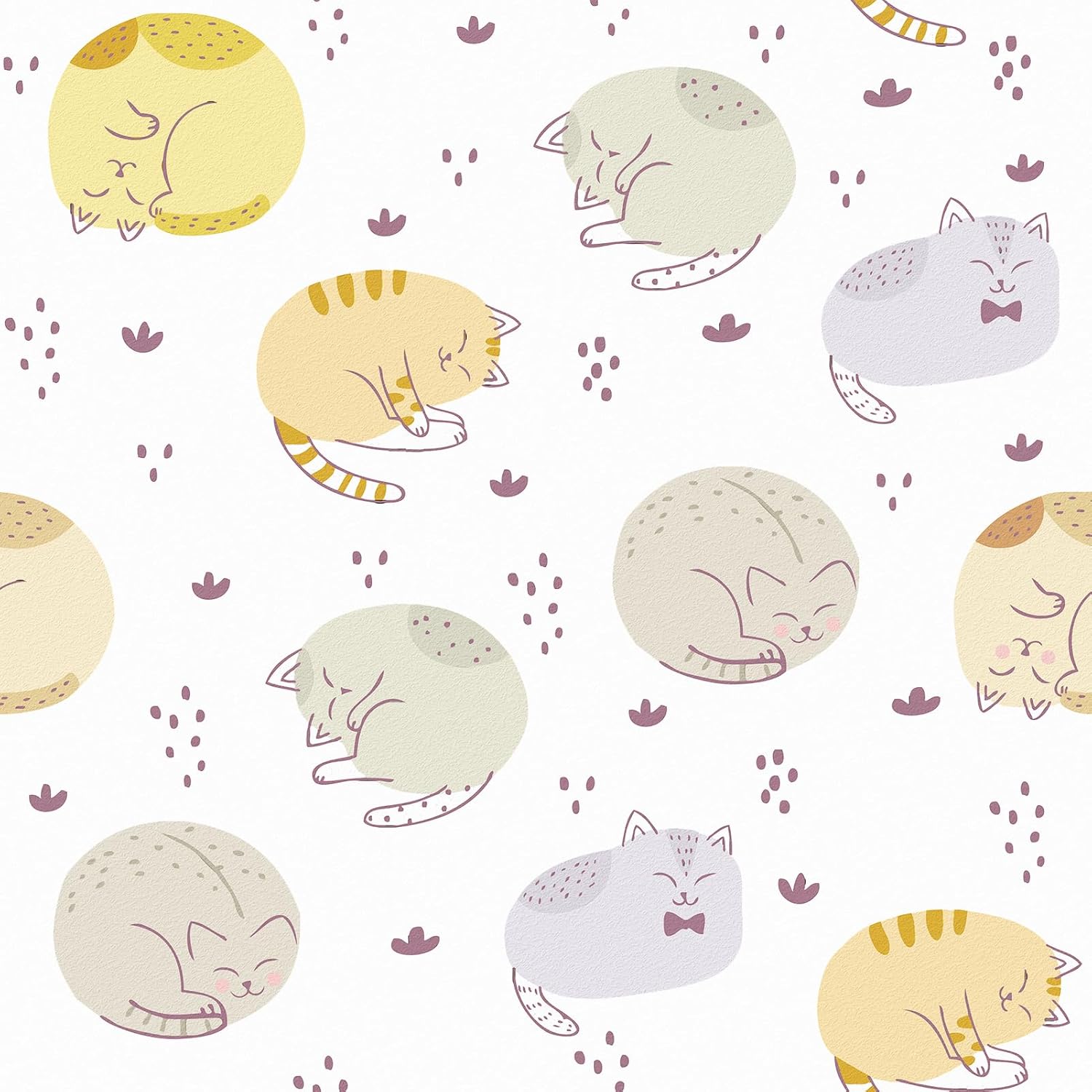 Cartoon Cute Cat Wallpaper Peel and Stick Wallpapers Removable Pet Animals Contact Paper 17.7"x102" Waterproof Self Adhesive Wall Paper Modern temporary wallpaper apartments Nursery Bathroom