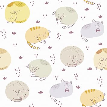 Cartoon Cute Cat Wallpaper Peel and Stick Wallpapers Removable Pet Animals Contact Paper 17.7"x102" Waterproof Self Adhesive Wall Paper Modern temporary wallpaper apartments Nursery Bathroom